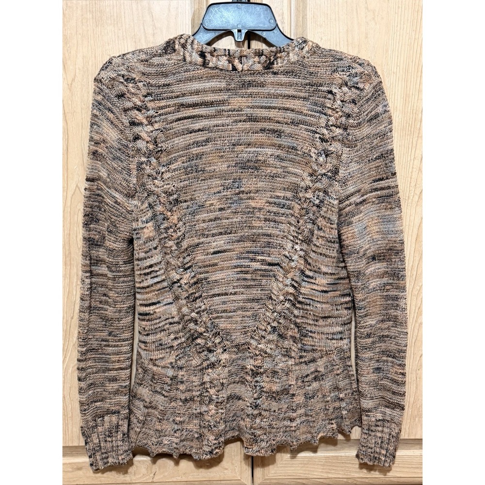 NIC+ZOE Multicolor Textured Knit V Neck Cardigan Sweater Women's M Braided Trim - Picture 15 of 16